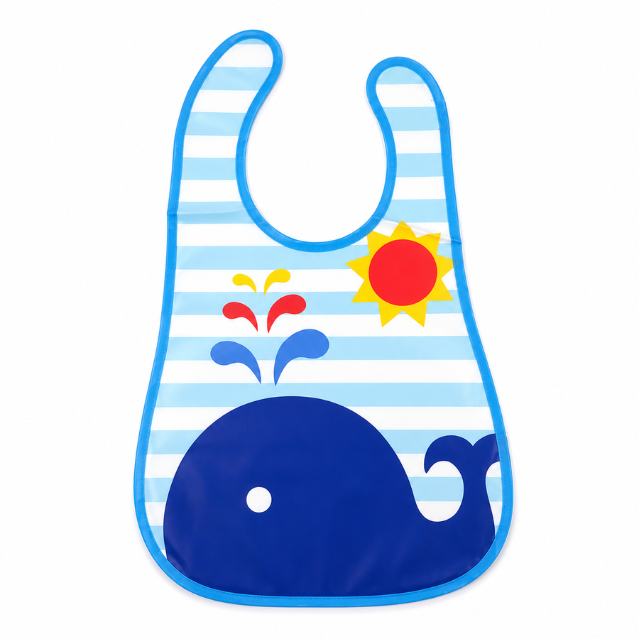 WATERPROOF BABY APRON BIB DOLPHIN PRINT WITH BLUE
