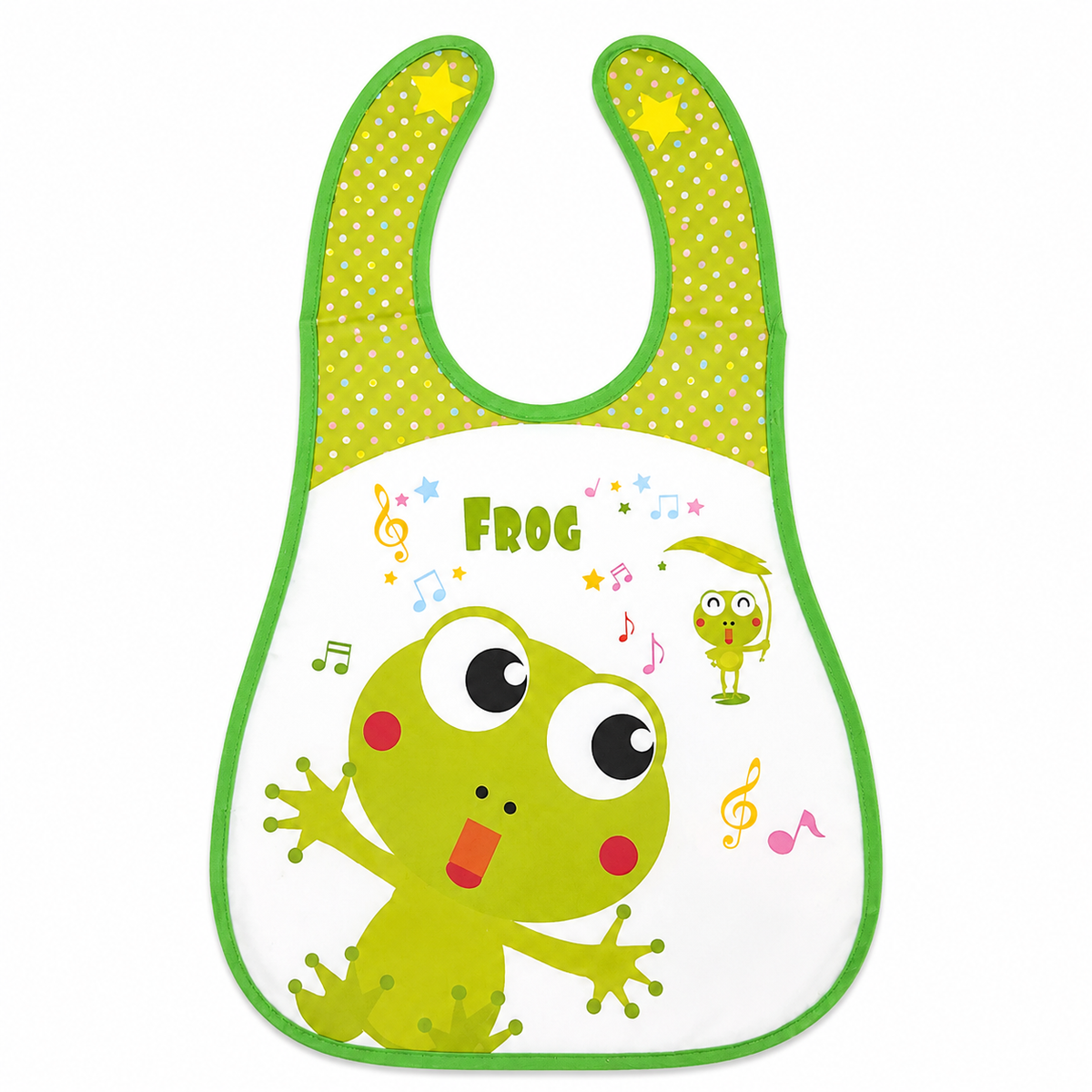 WATERPROOF BABY APRON BIB FROG PRINT WITH GREEN