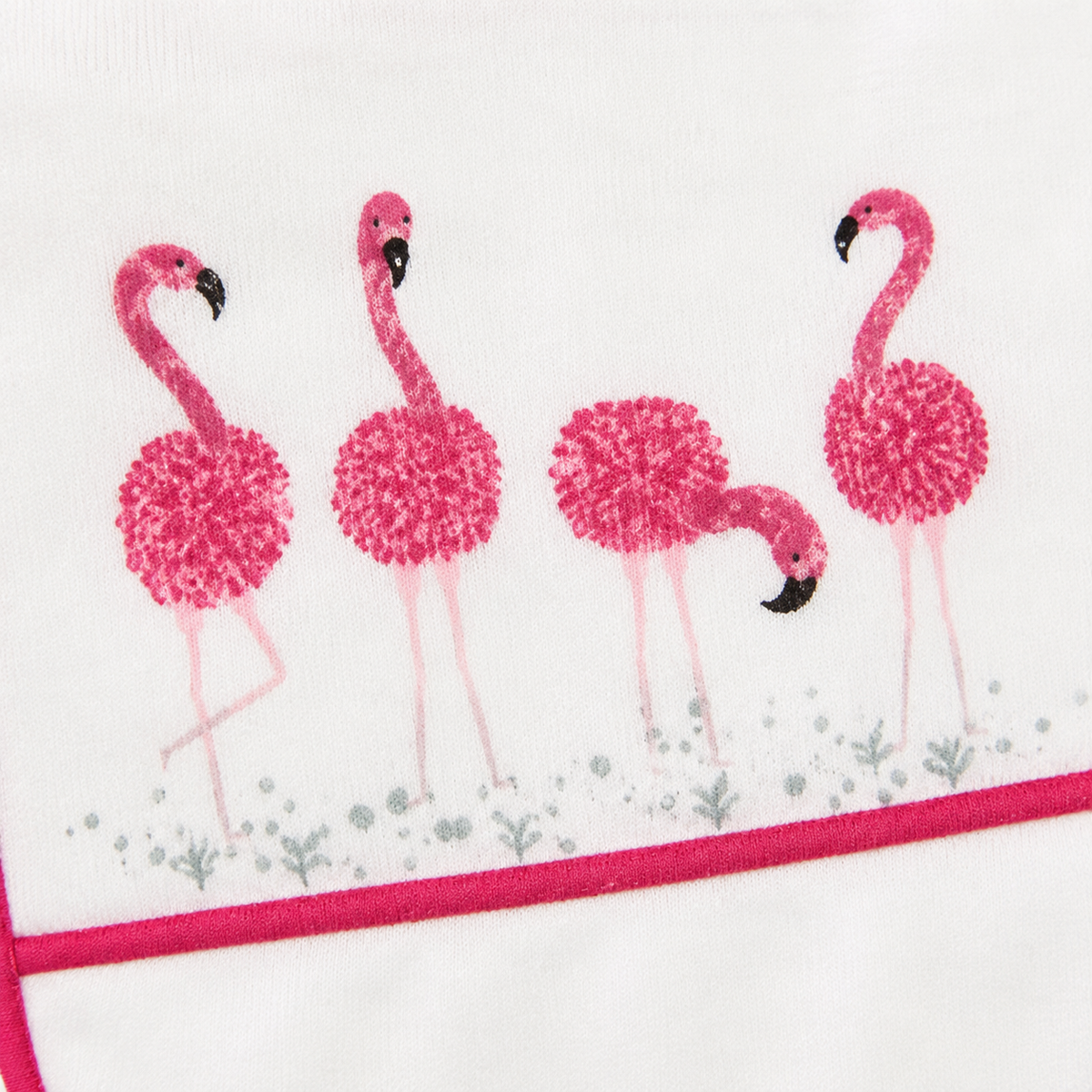 PACK OF 2 WATERPROOF BABY BIBS FLAMINGO & BOW PRINT WITH CRUMB CATCHER POCKET