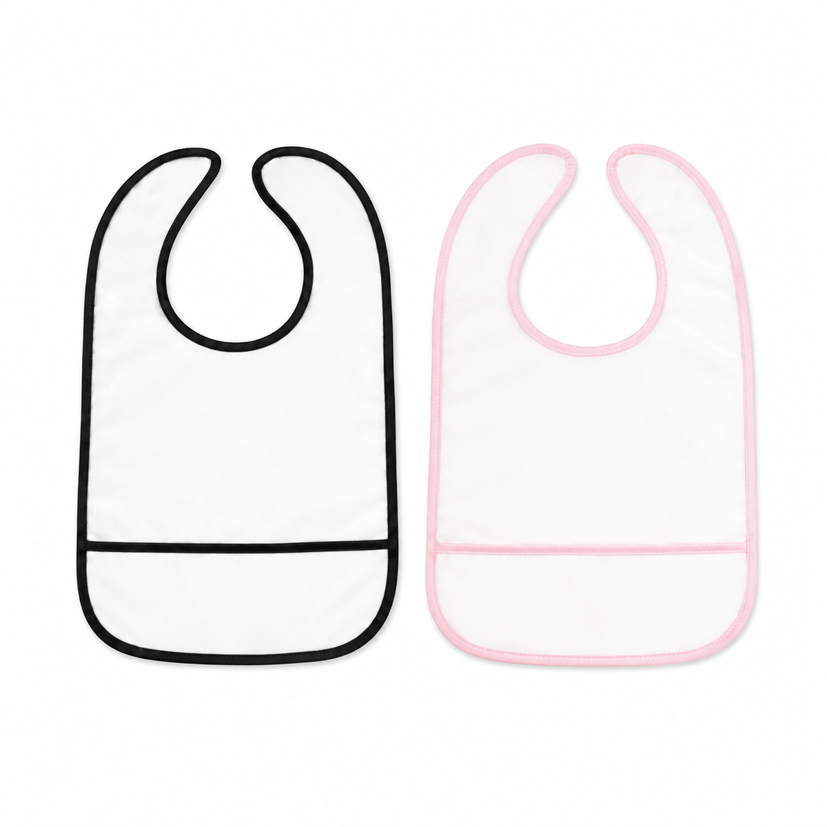 PACK OF 2 WATERPROOF BABY BIBS PEARL NECKLACE & BOW PRINT WITH CRUMB CATCHER POCKET