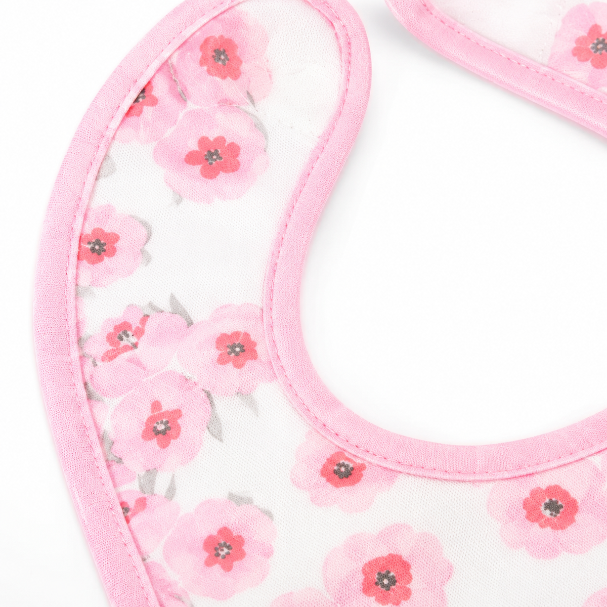 PACK OF 2 WATERPROOF BABY BIBS PEARL NECKLACE & FLORAL PRINT WITH CRUMB CATCHER POCKET