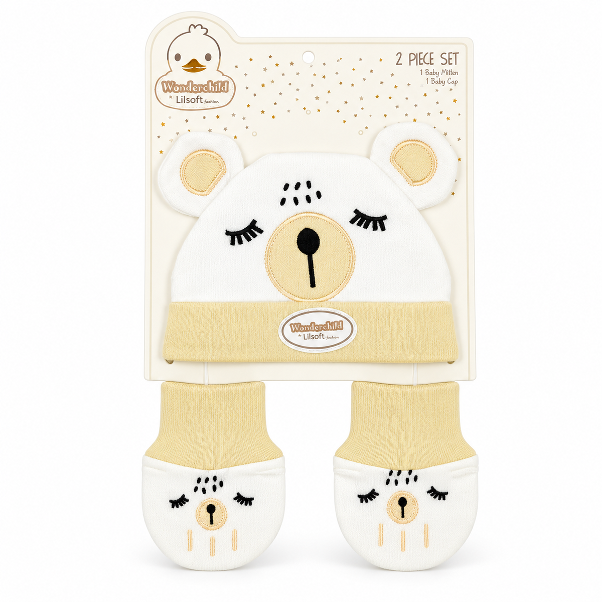 WONDERCHILD 2PCS SET CAP+BOOTIE SLEEPING LION YELLOW CARD