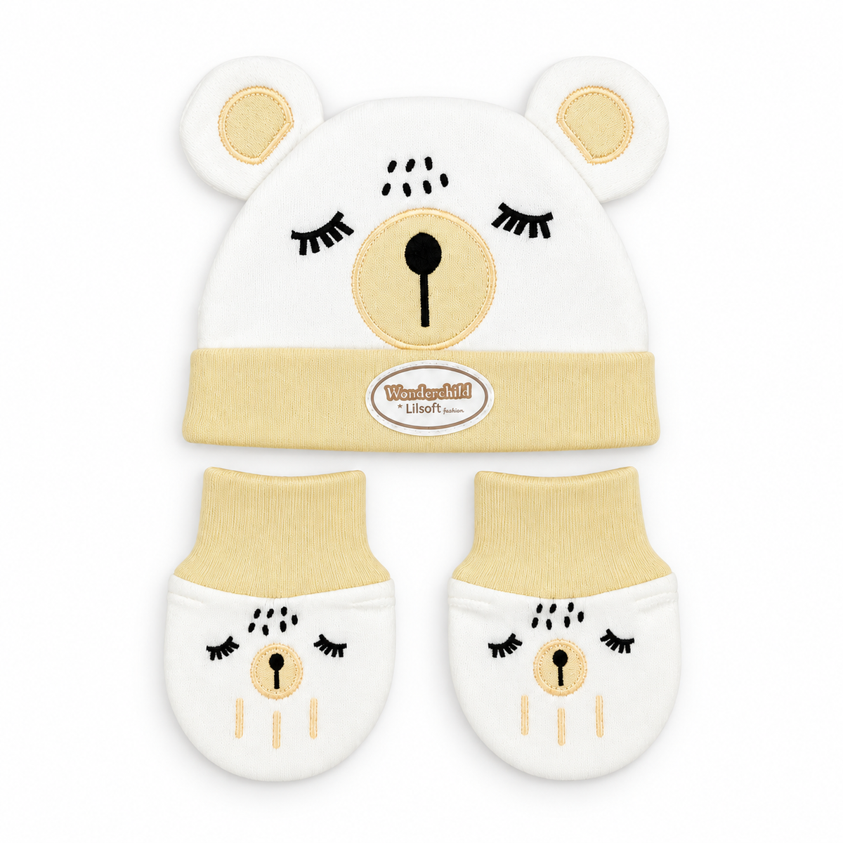 WONDERCHILD 2PCS SET CAP+BOOTIE SLEEPING LION YELLOW CARD