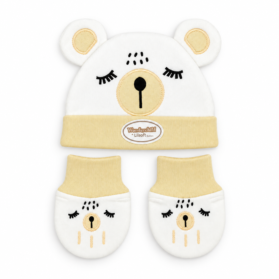 WONDERCHILD 2PCS SET CAP+BOOTIE SLEEPING LION YELLOW CARD