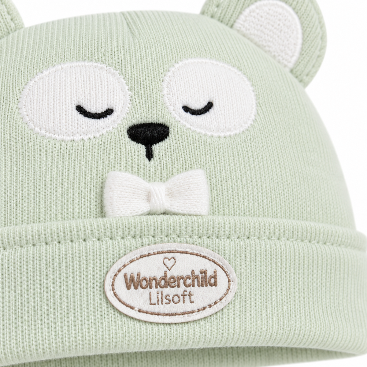 WONDERCHILD 2PCS SET CAP+BOOTIE BOW BEAR GREEN CARD