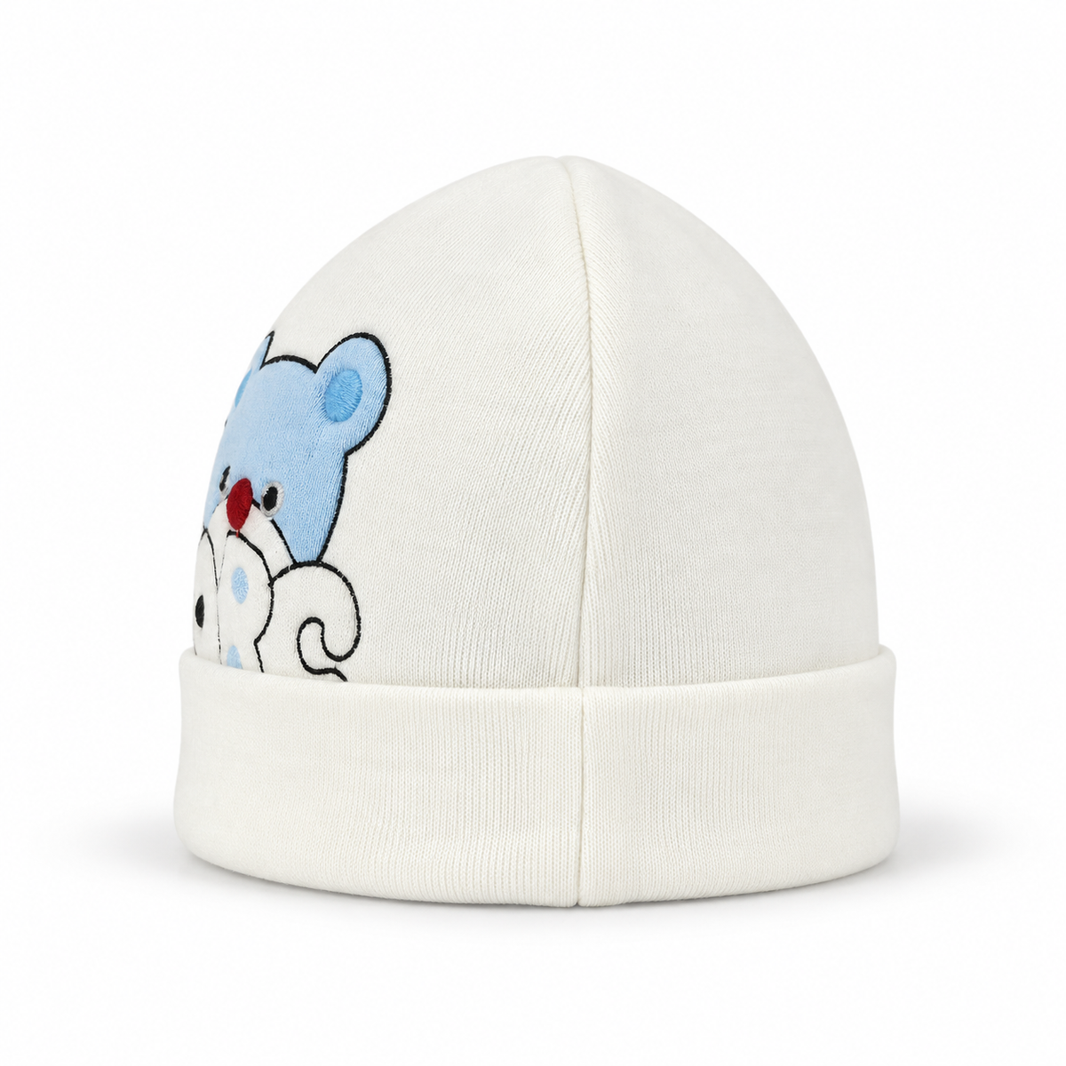 BABY ROUND CAP BEAR PRINTED BLUE