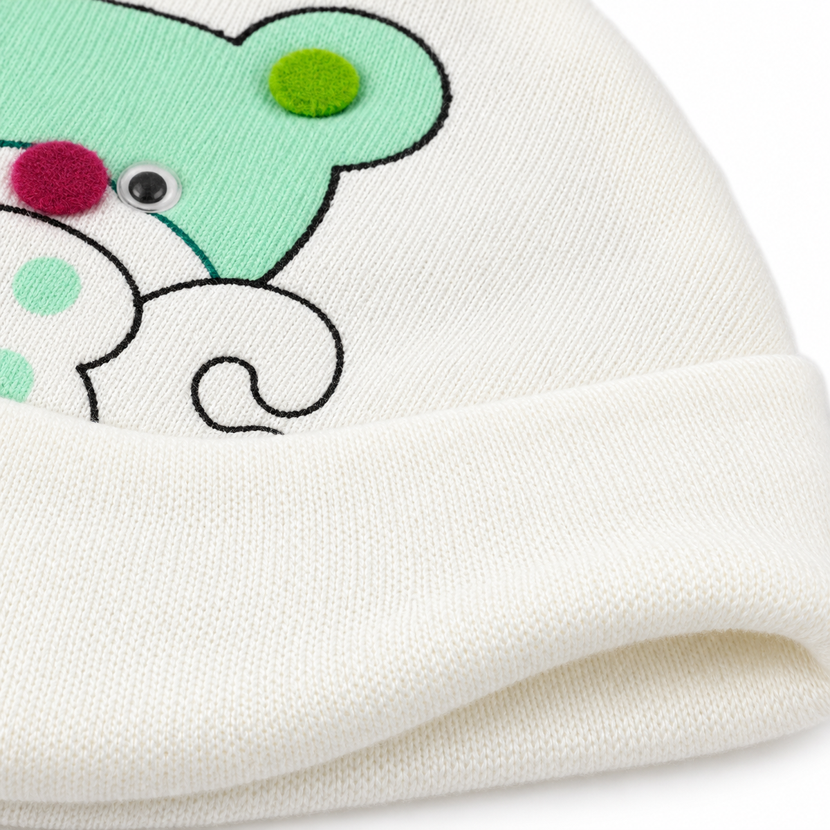 BABY ROUND CAP BEAR PRINTED GREEN
