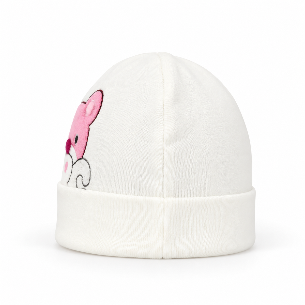 BABY ROUND CAP BEAR PRINTED PINK