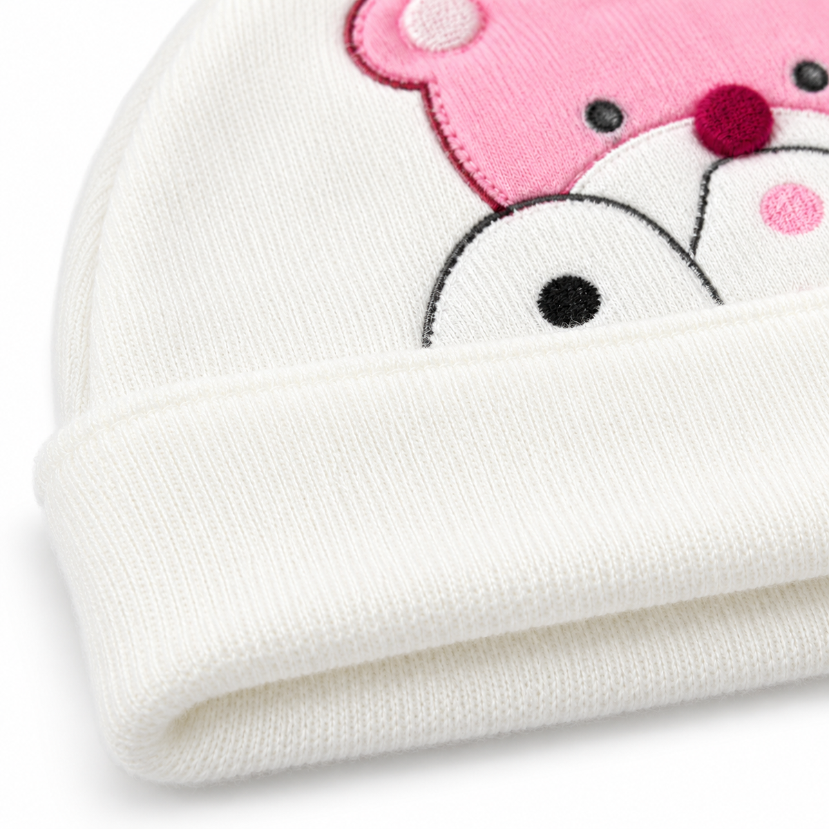 BABY ROUND CAP BEAR PRINTED PINK
