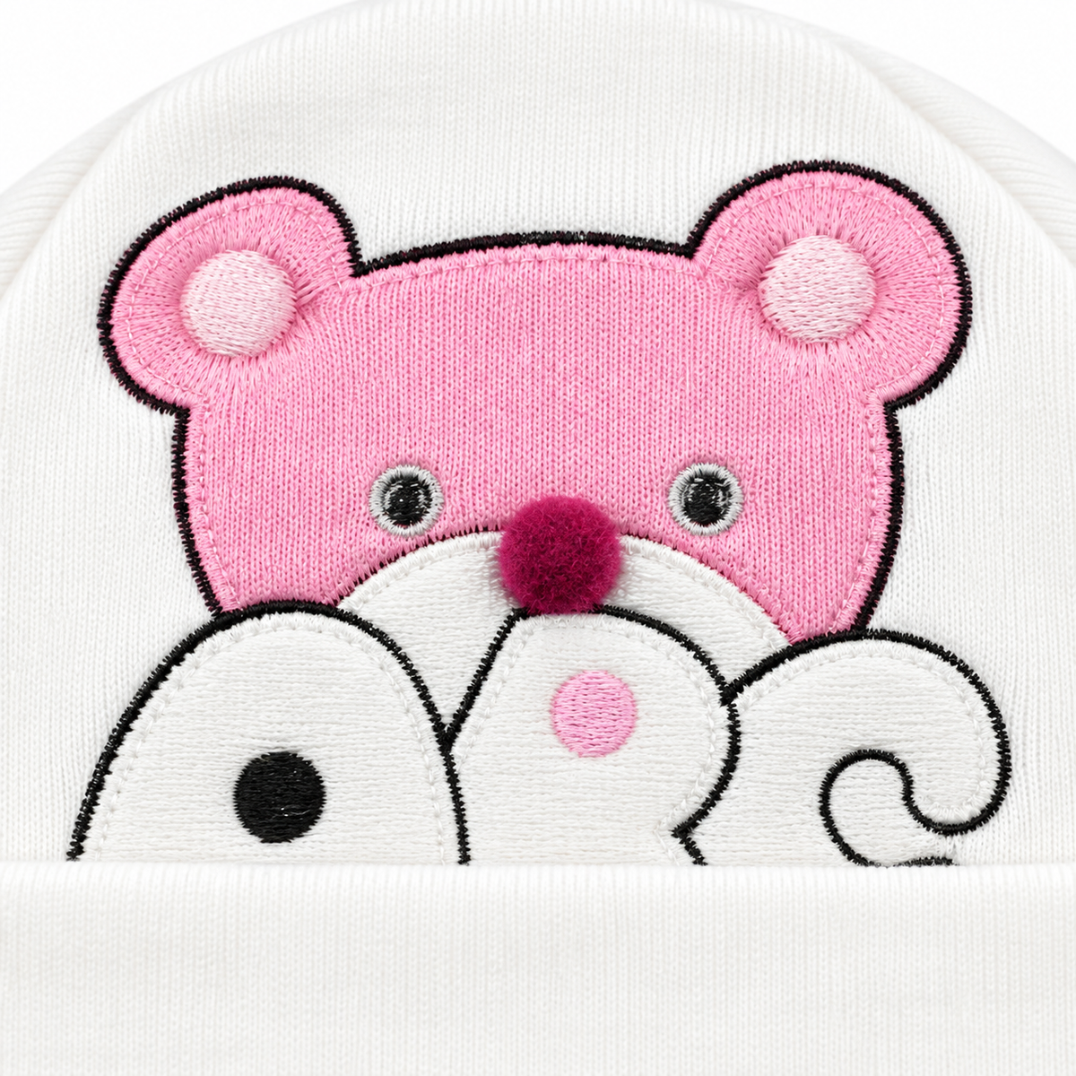 BABY ROUND CAP BEAR PRINTED PINK