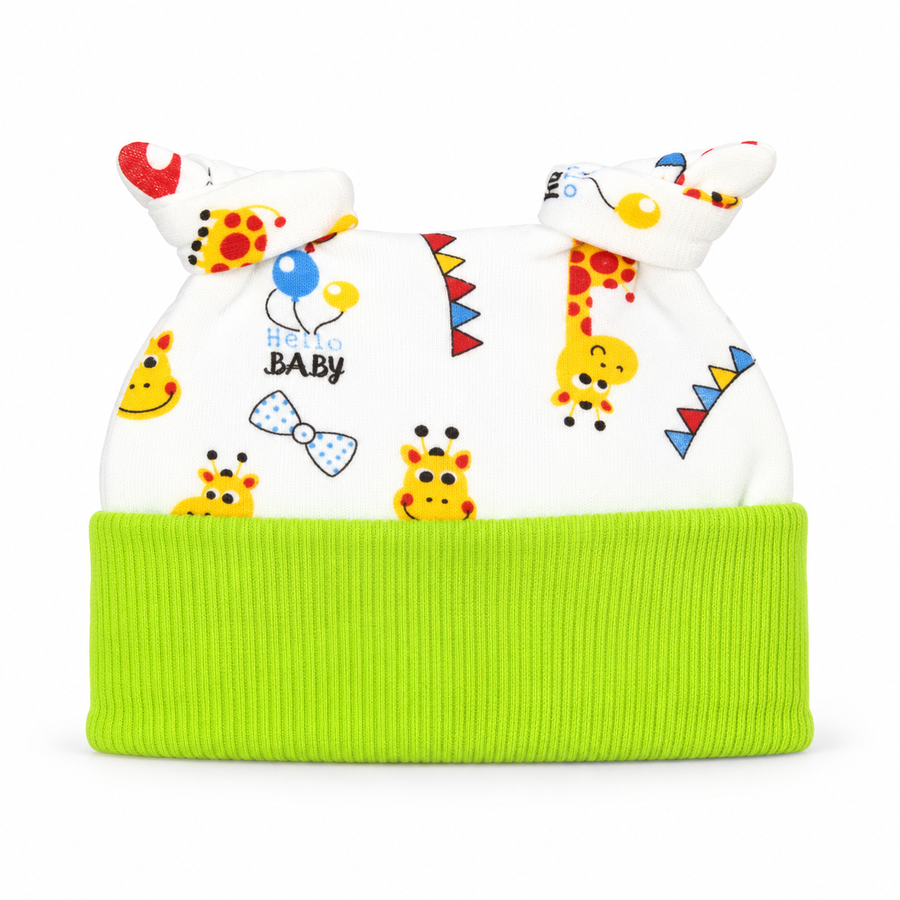 BABY ROUND CAP DOUBLE TAIL PRINTED GREEN