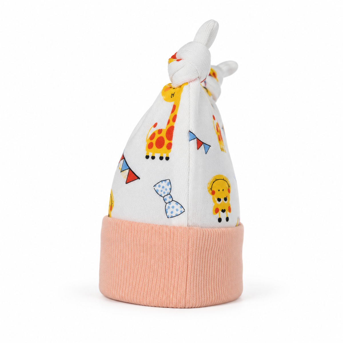 BABY ROUND CAP DOUBLE TAIL PRINTED PEACH