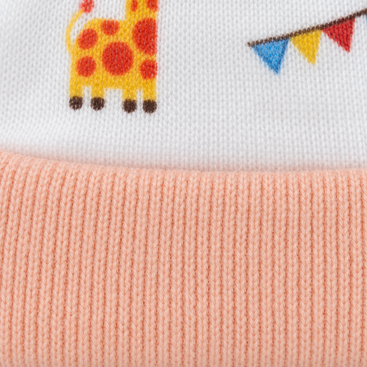 BABY ROUND CAP DOUBLE TAIL PRINTED PEACH