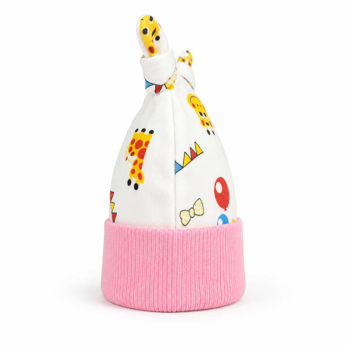 BABY ROUND CAP DOUBLE TAIL PRINTED PINK