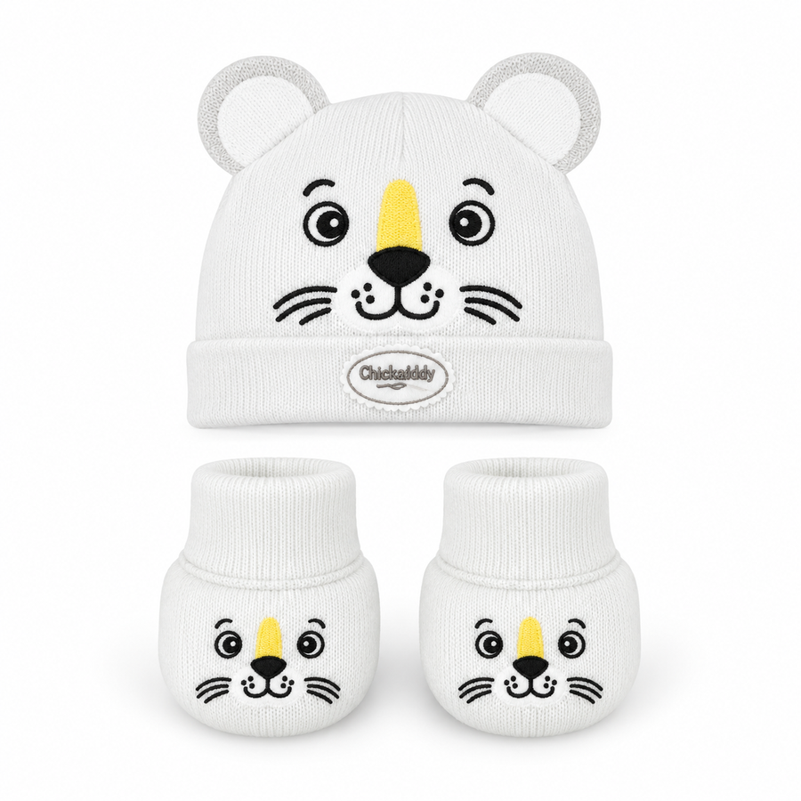 WONDERCHILD 2PCS SET CAP+BOOTIE LION GREY CARD