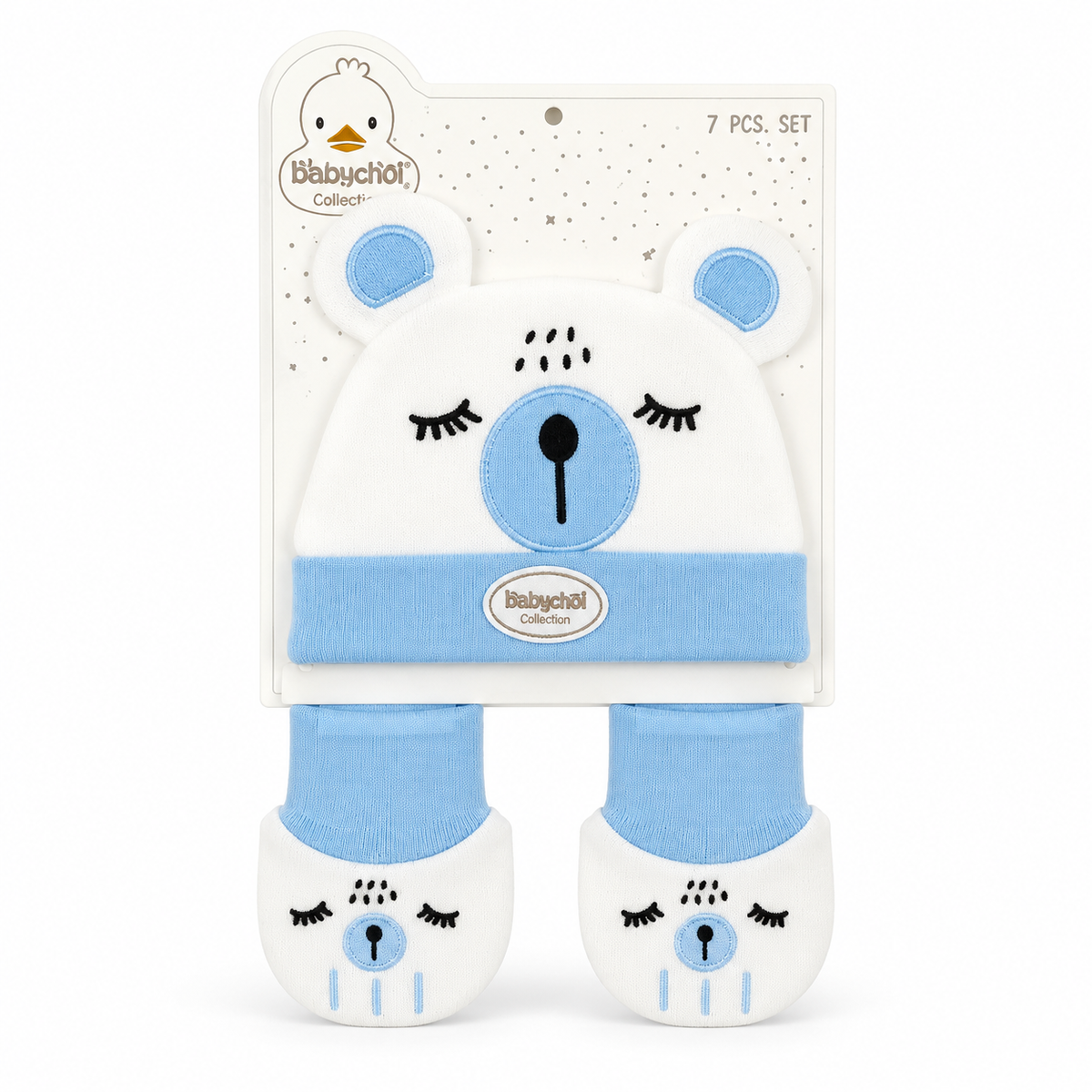 WONDERCHILD 2PCS SET CAP+BOOTIE SLEEPING BEAR BLUE CARD