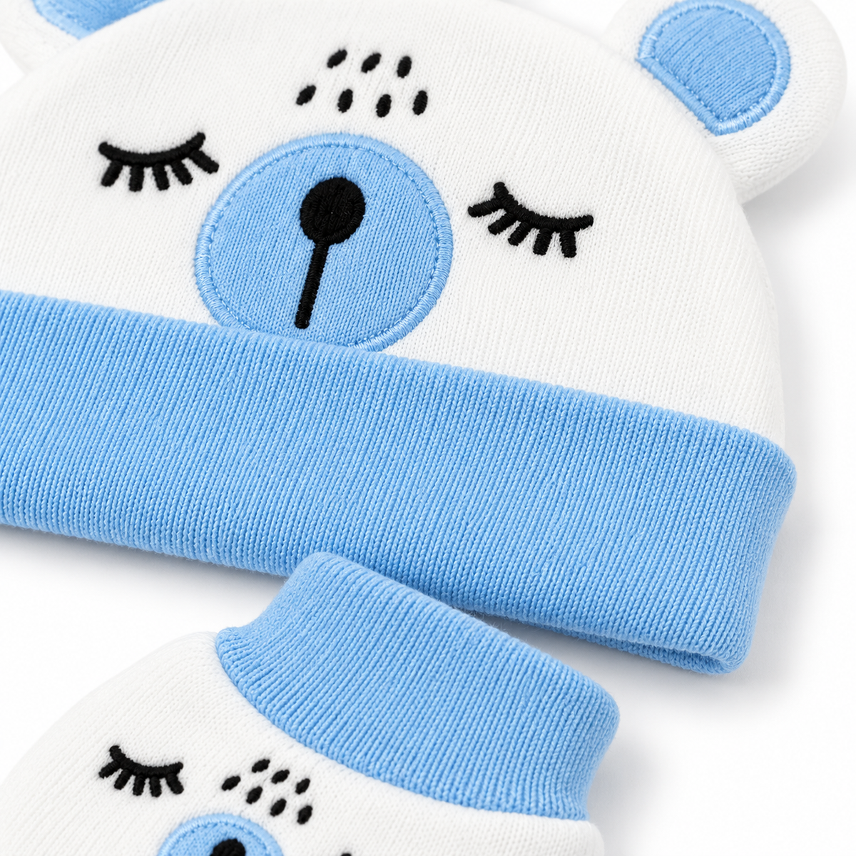 WONDERCHILD 2PCS SET CAP+BOOTIE SLEEPING BEAR BLUE CARD