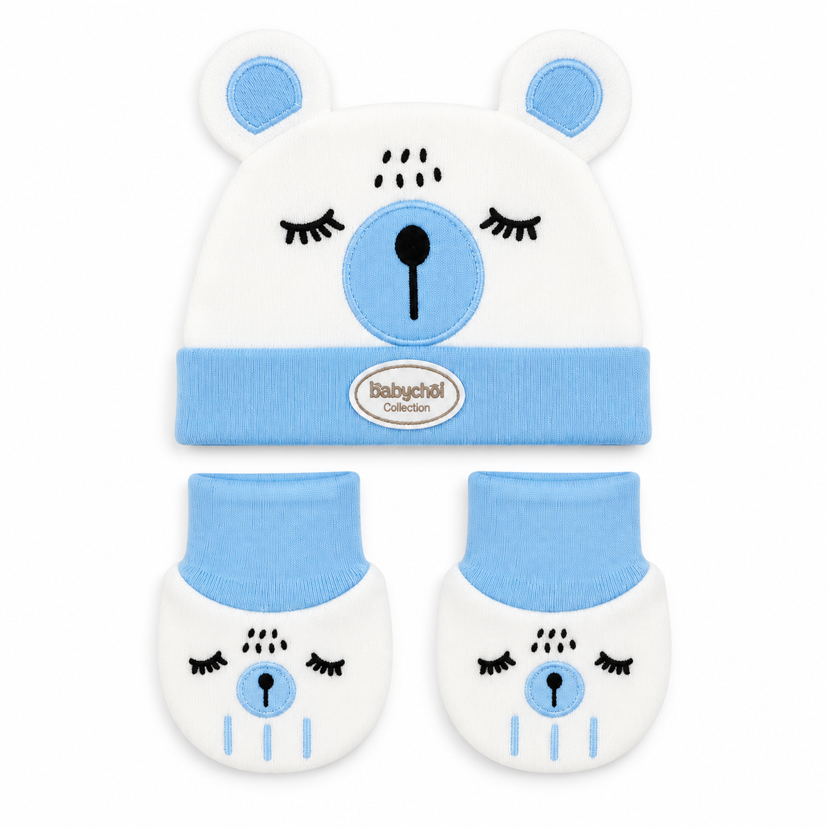 WONDERCHILD 2PCS SET CAP+BOOTIE SLEEPING BEAR BLUE CARD