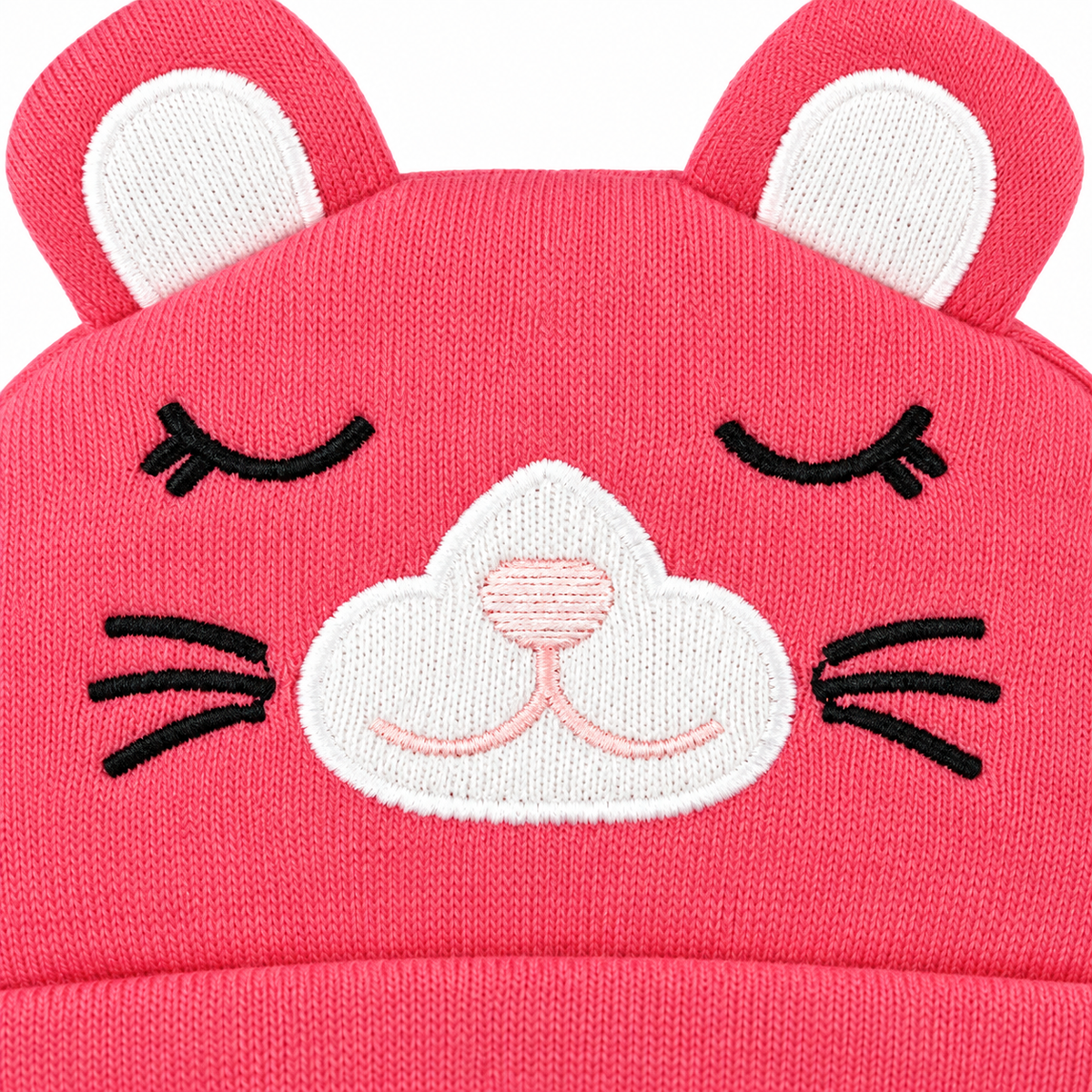 WONDERCHILD 2PCS SET CAP+BOOTIE SLEEPING CAT ROSE PINK CARD