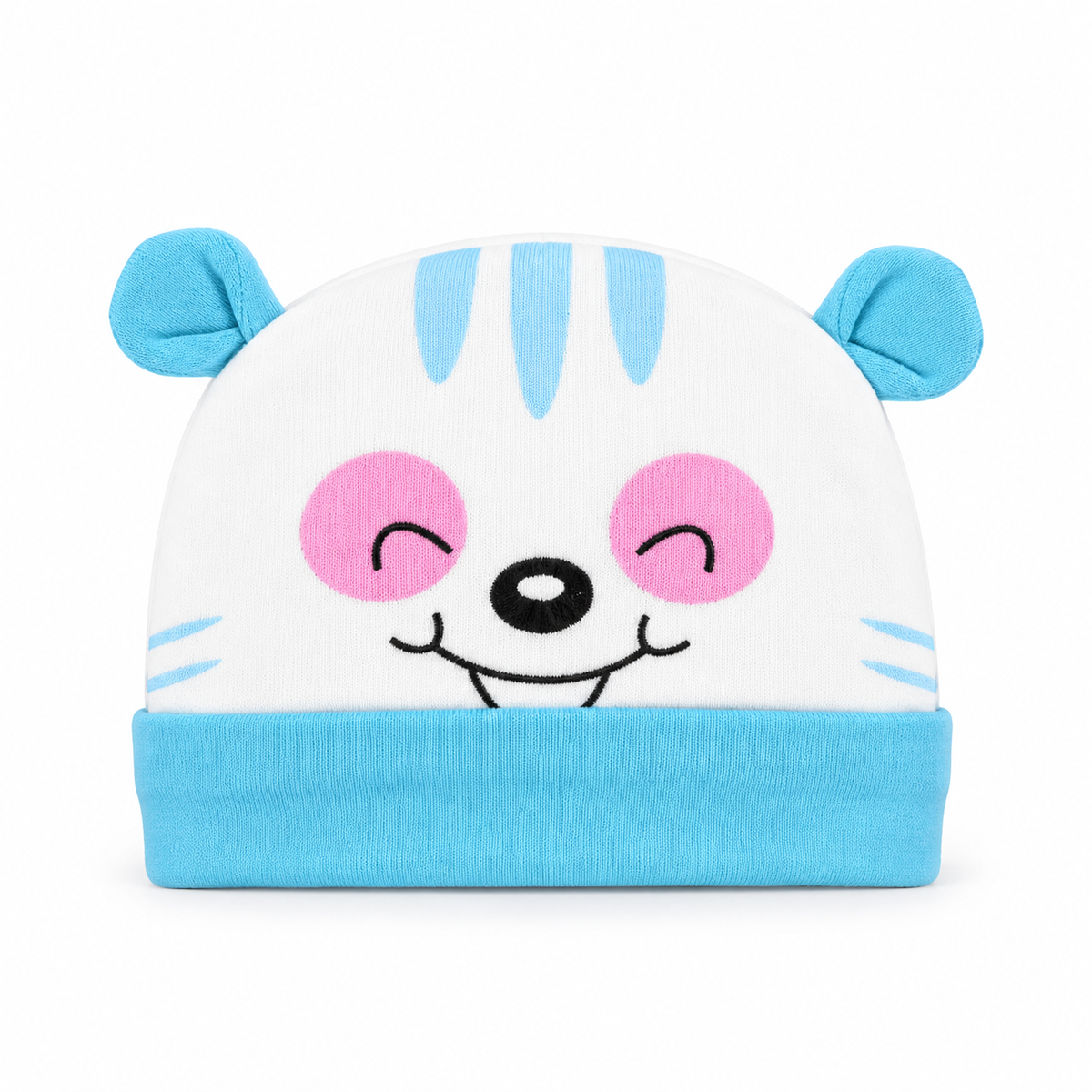 BABY ROUND CAP PRINTED EAR BEAR BLUE