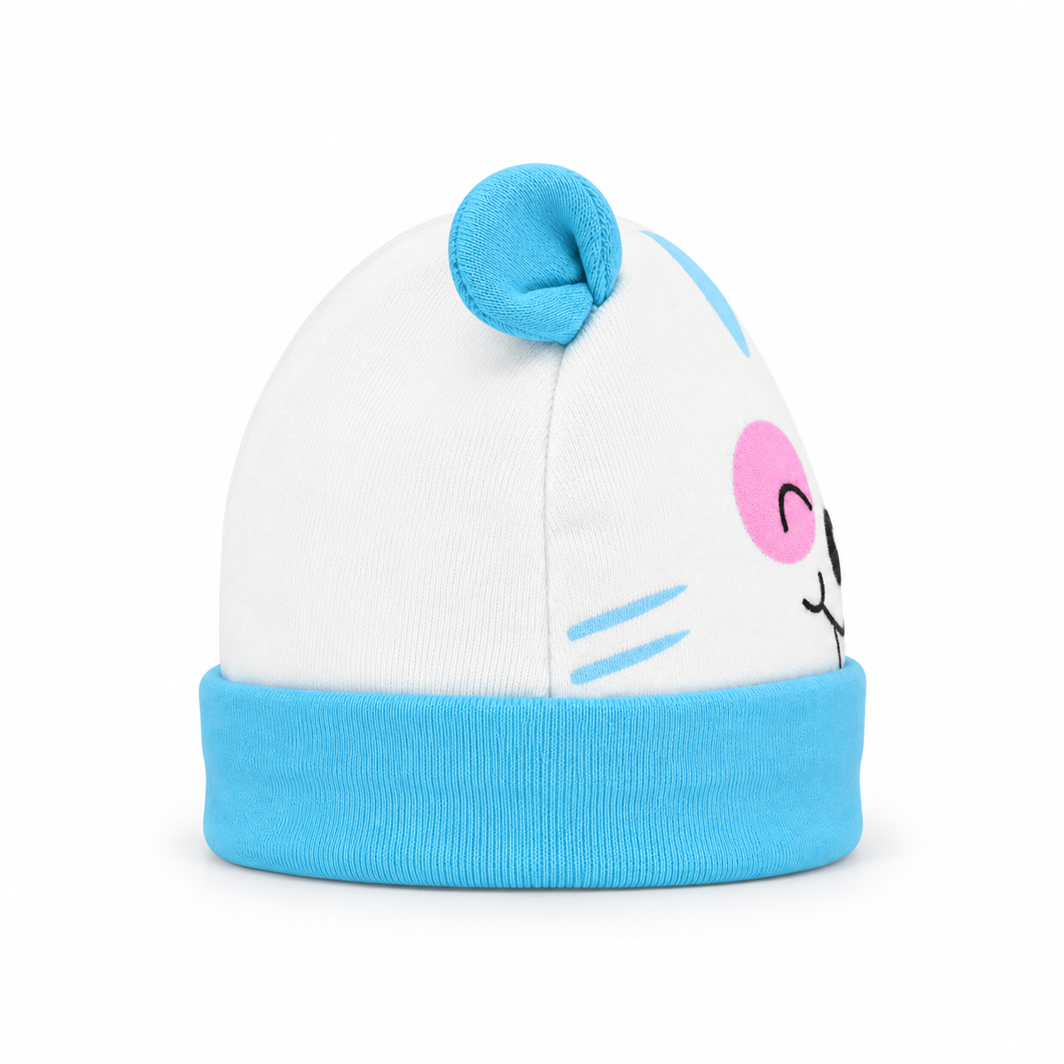 BABY ROUND CAP PRINTED EAR BEAR BLUE