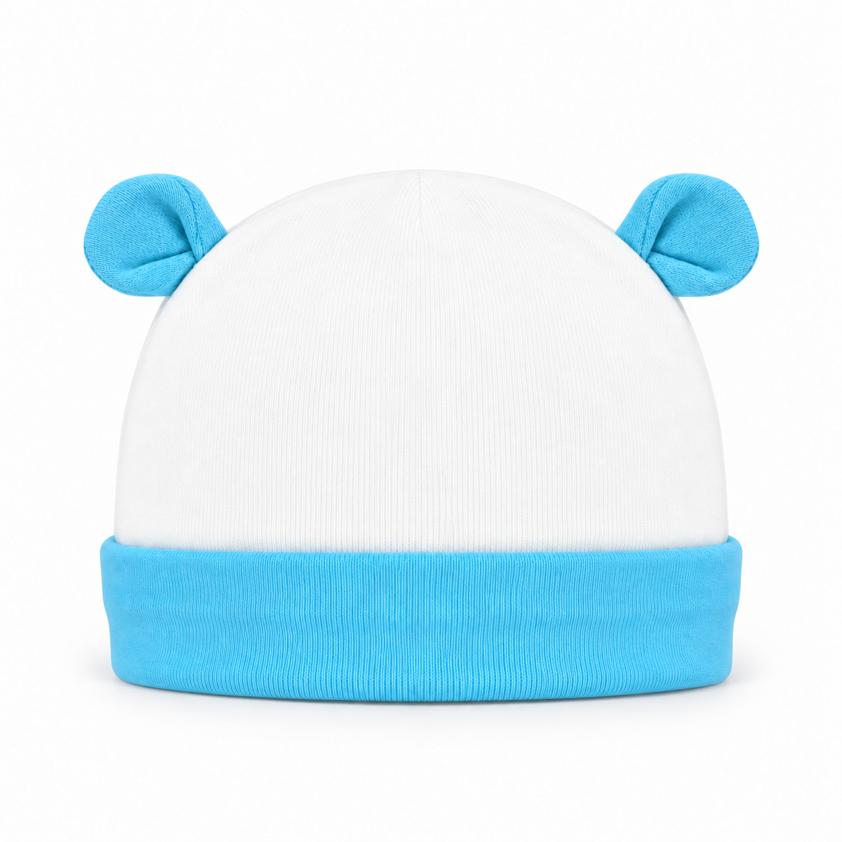 BABY ROUND CAP PRINTED EAR BEAR BLUE