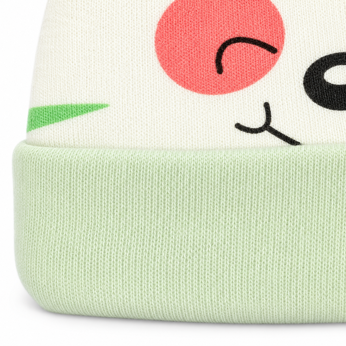BABY ROUND CAP PRINTED EAR BEAR GREEN