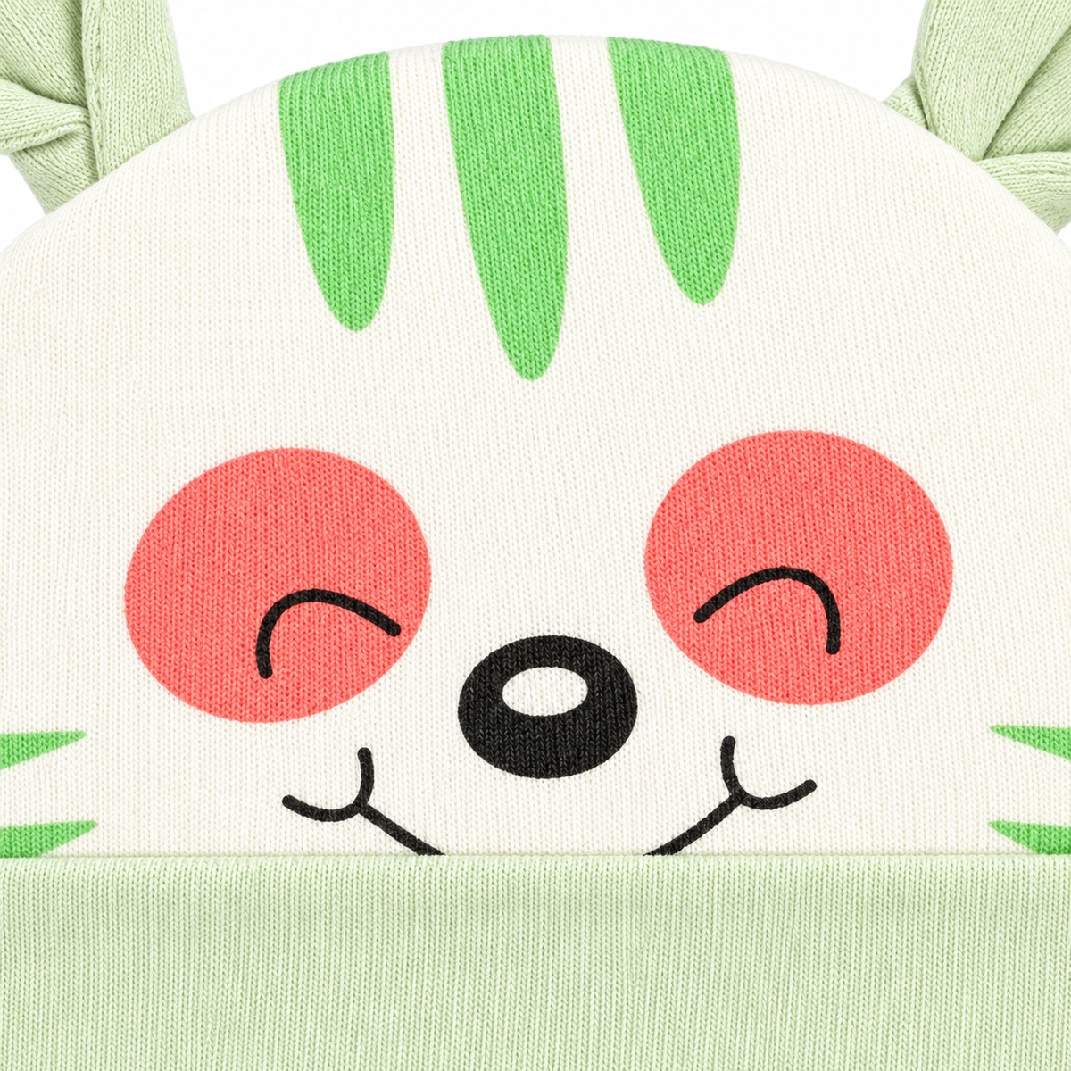 BABY ROUND CAP PRINTED EAR BEAR GREEN