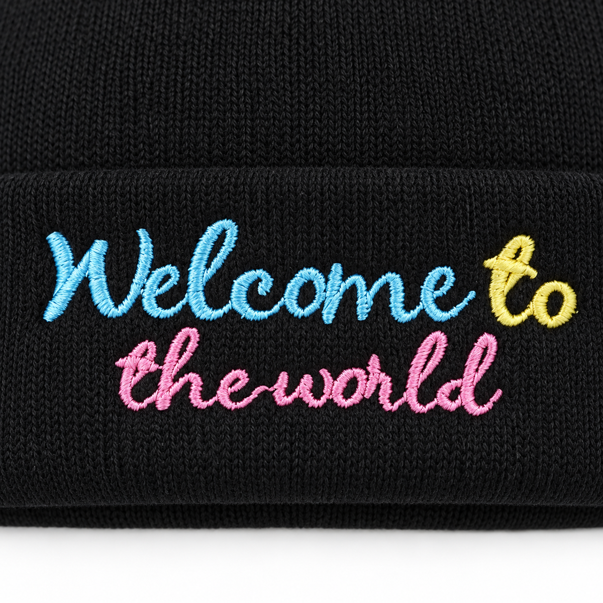 BABY ROUND CAP WELCOME TO THE WORLD BLACK
