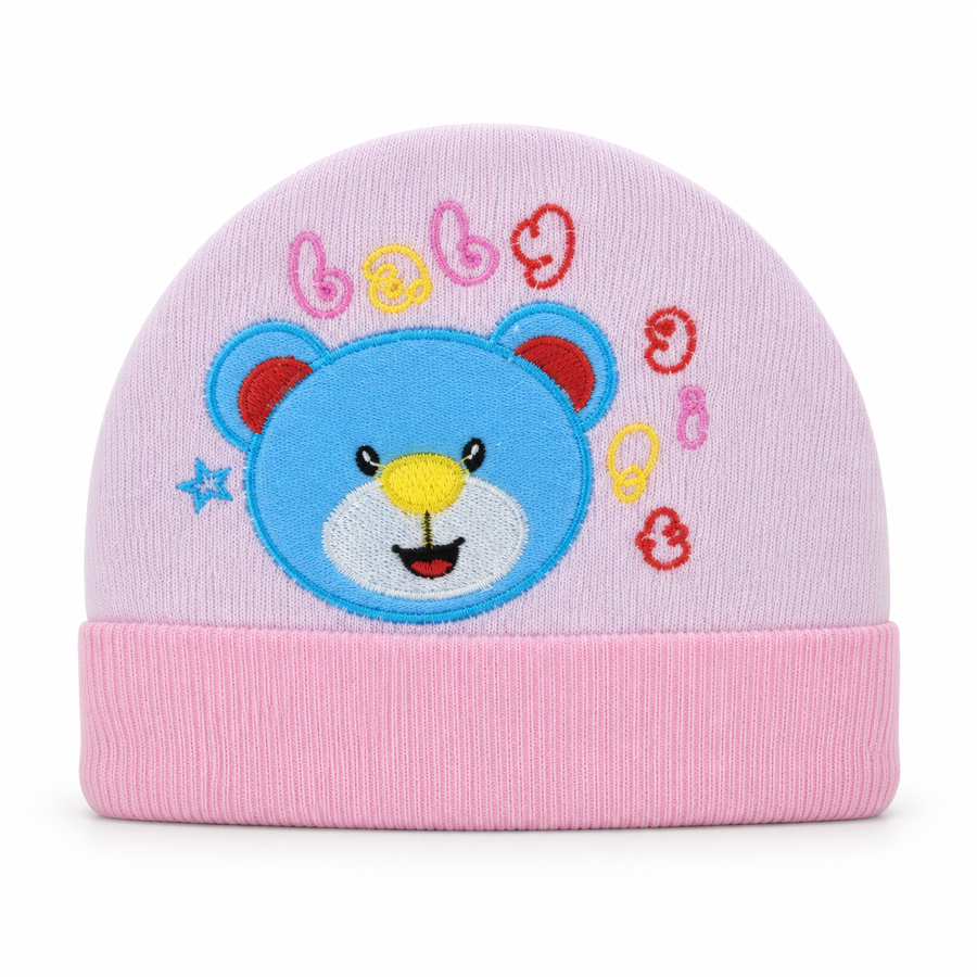 SUN BABY ROUND CAP TEEDY BEAR PINK