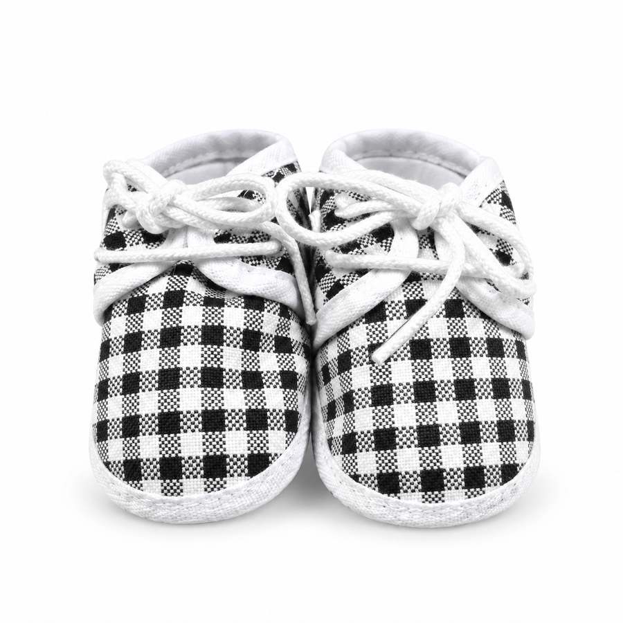 BABY CASUAL COTTON SHOES CHECK BLACK