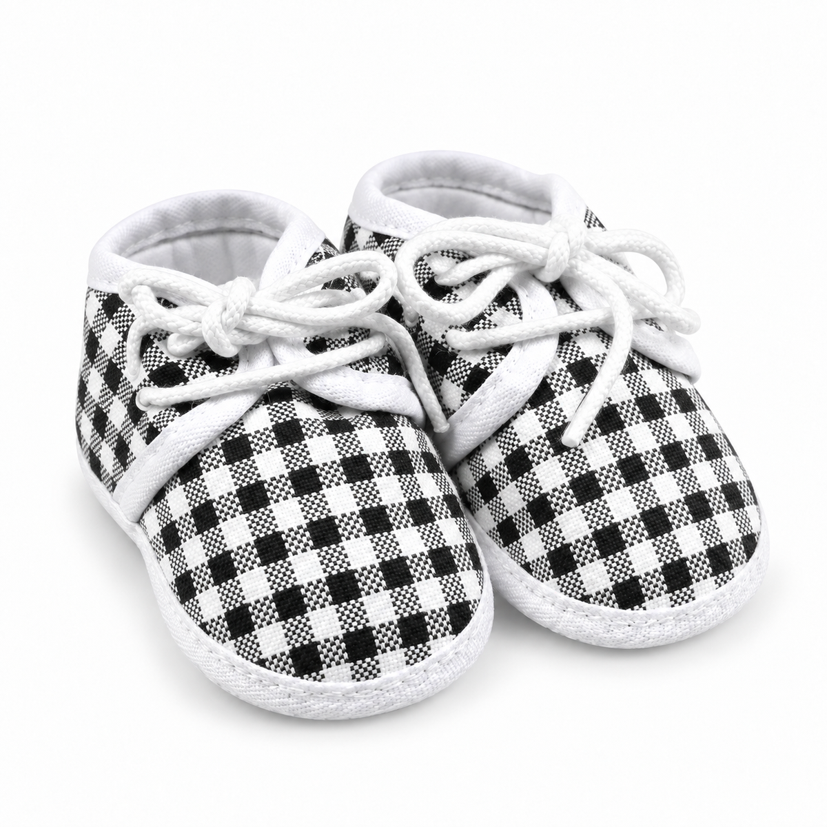 BABY CASUAL COTTON SHOES CHECK BLACK