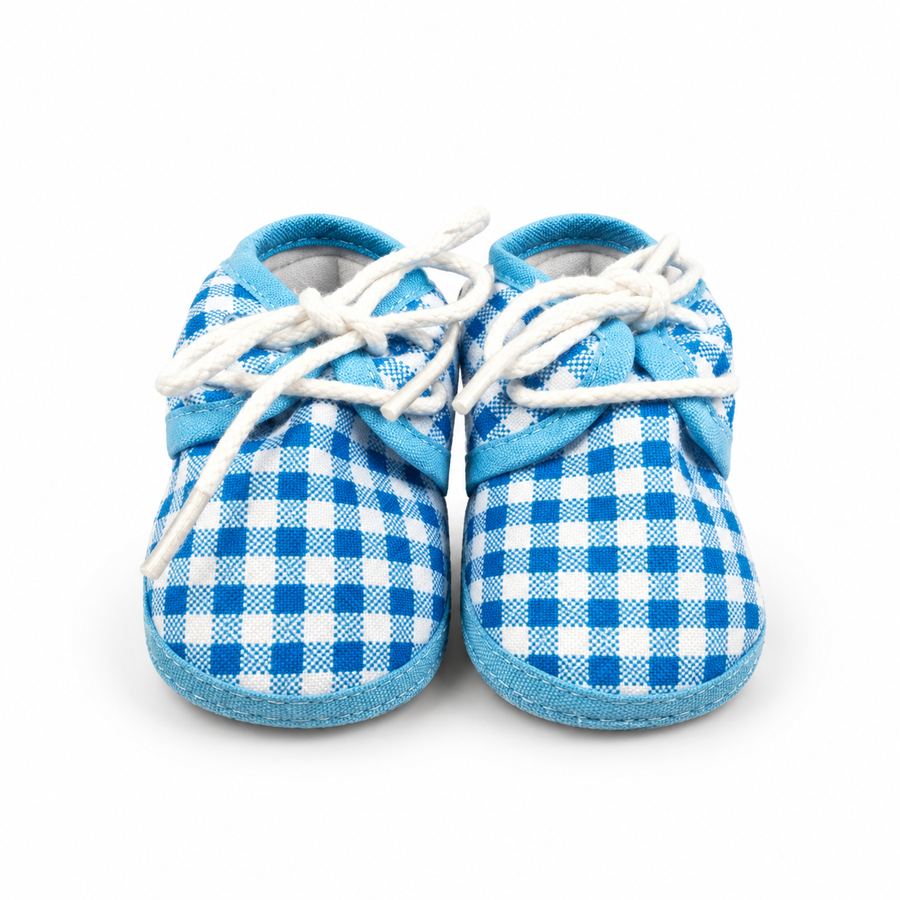 BABY CASUAL COTTON SHOES CHECK BLUE