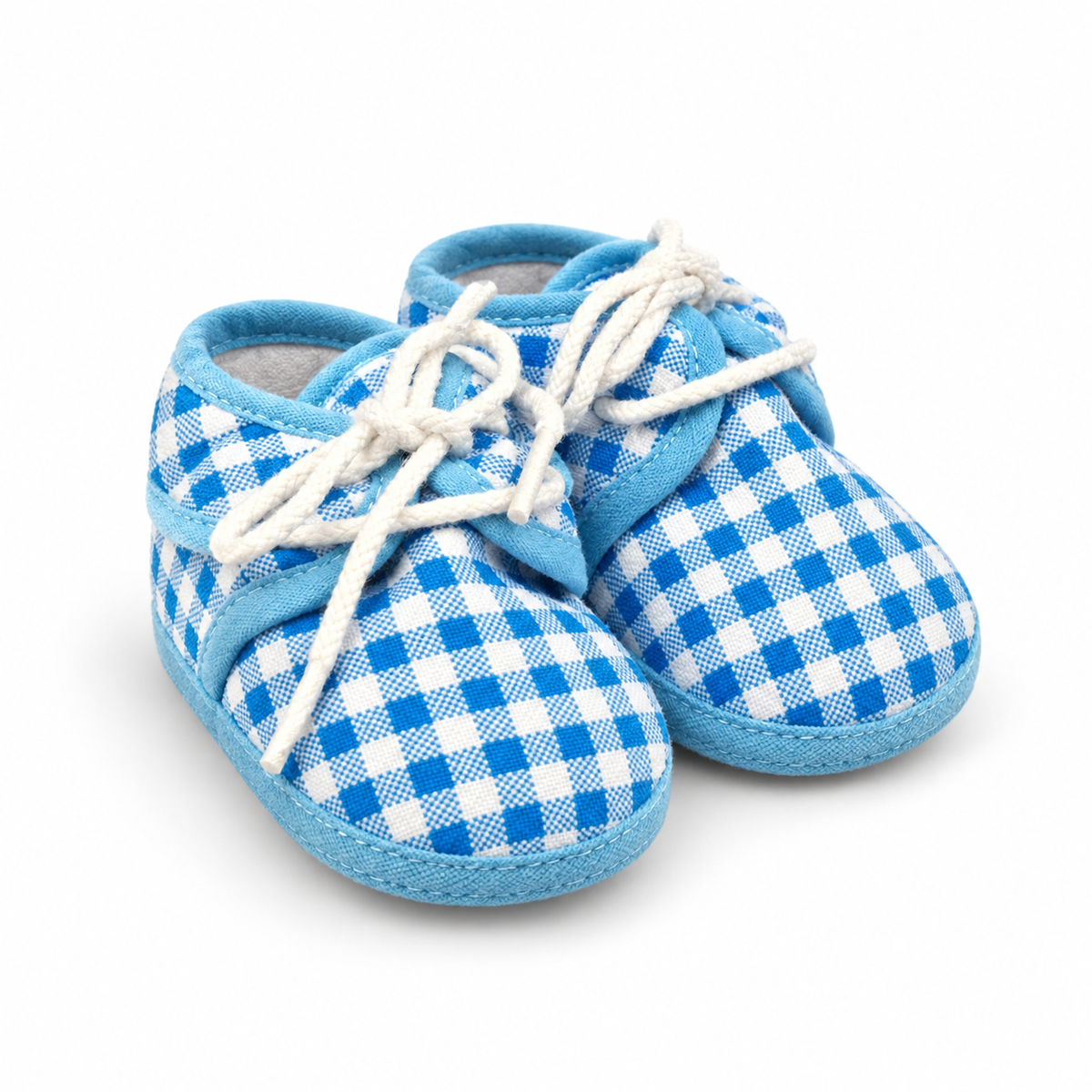 BABY CASUAL COTTON SHOES CHECK BLUE