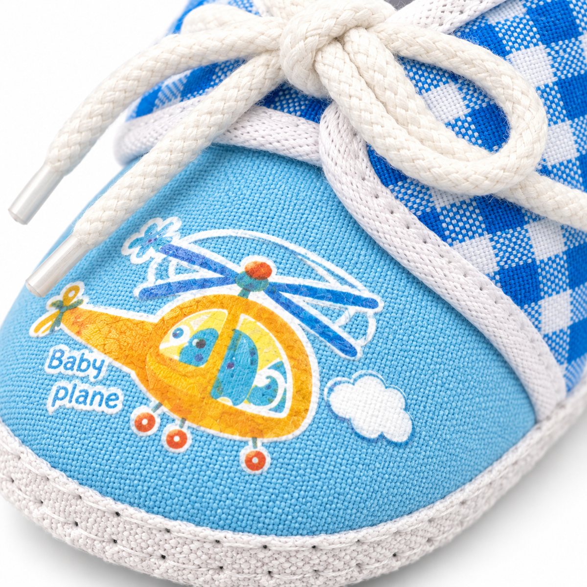 BABY CASUAL COTTON SHOES CHECK HELICOPTER BLUE