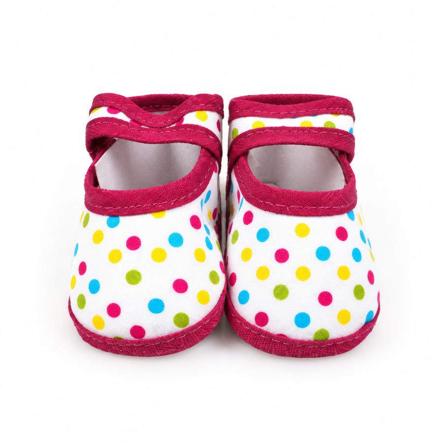 BABY CASUAL COTTON SHOES MULTI DOTTED PINK