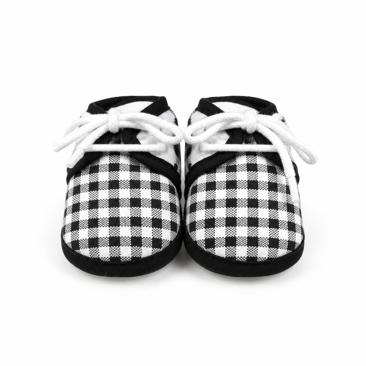 BABY CASUAL COTTON SHOES PLAIN AND CHECK BLACK