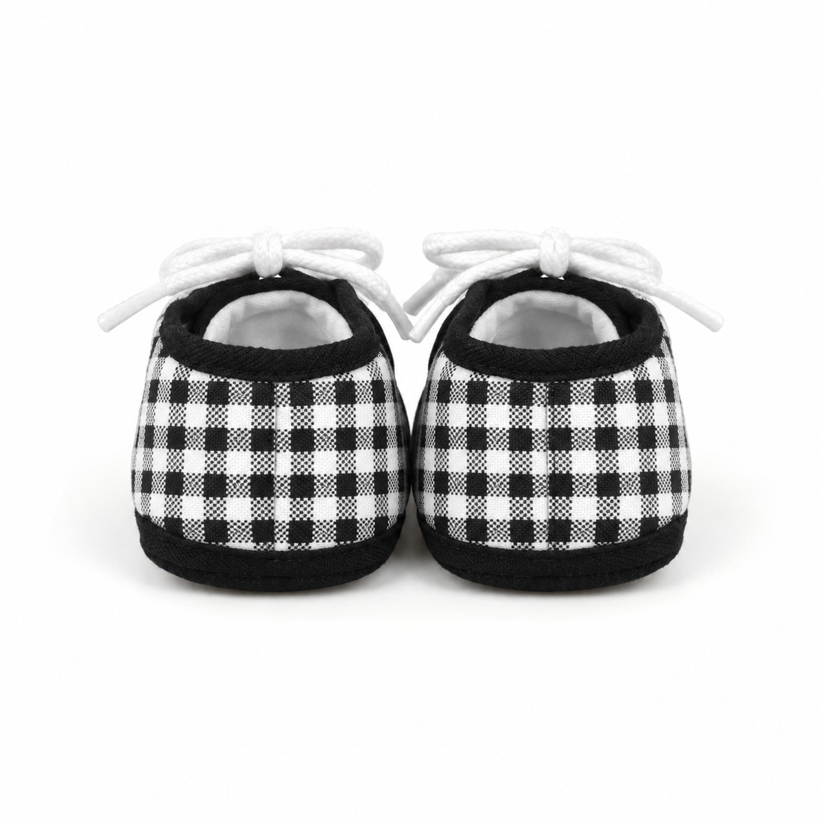 BABY CASUAL COTTON SHOES PLAIN AND CHECK BLACK