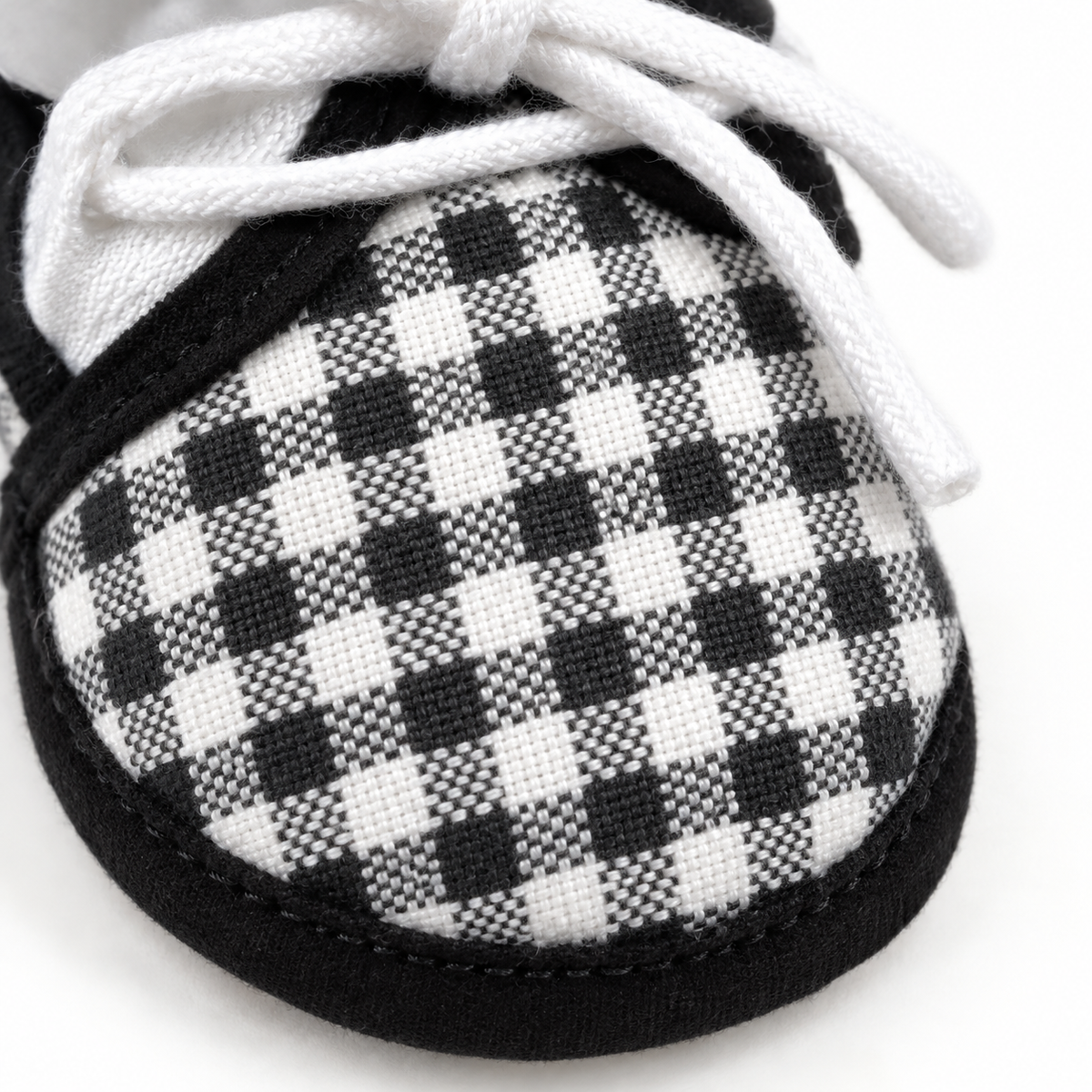 BABY CASUAL COTTON SHOES PLAIN AND CHECK BLACK