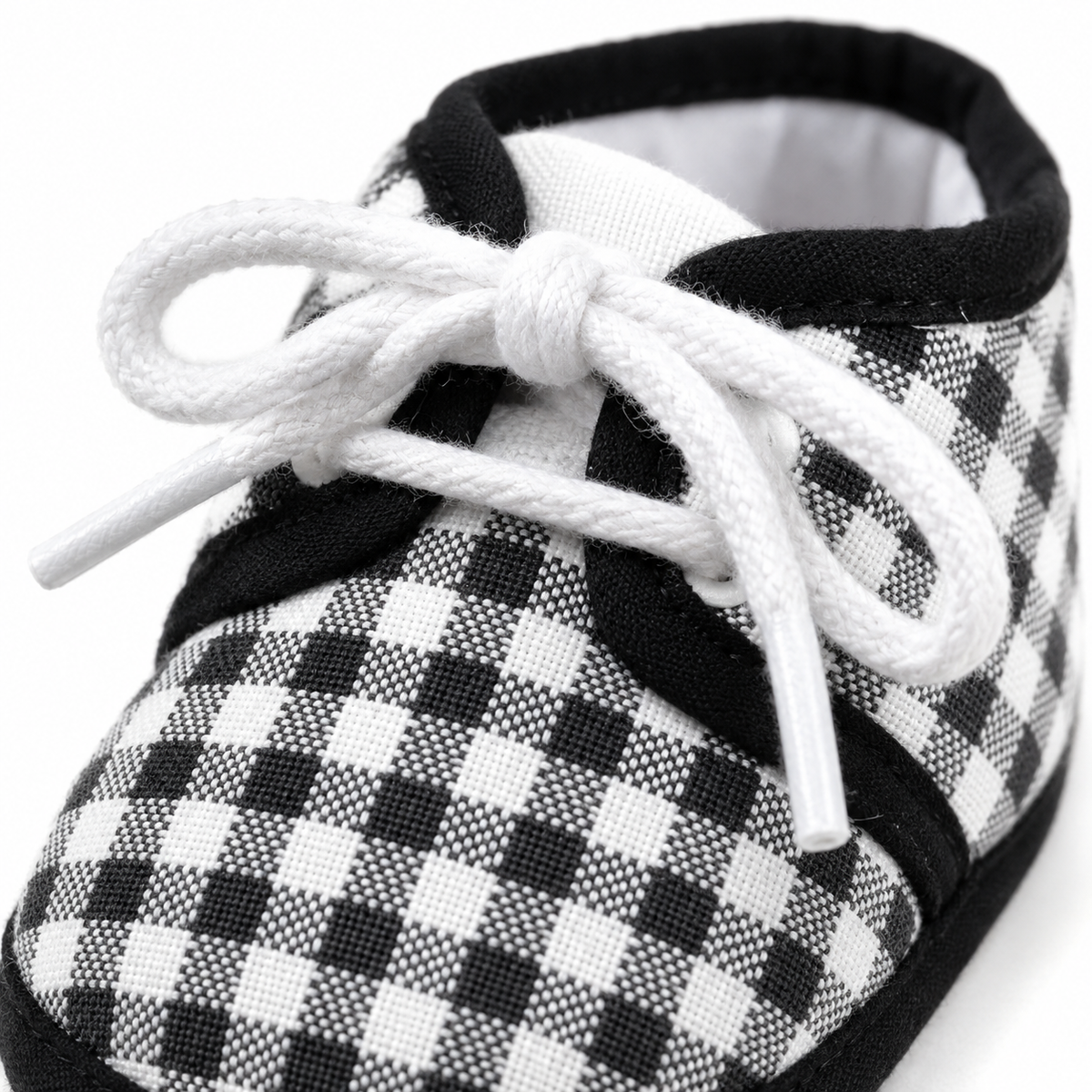 BABY CASUAL COTTON SHOES PLAIN AND CHECK BLACK