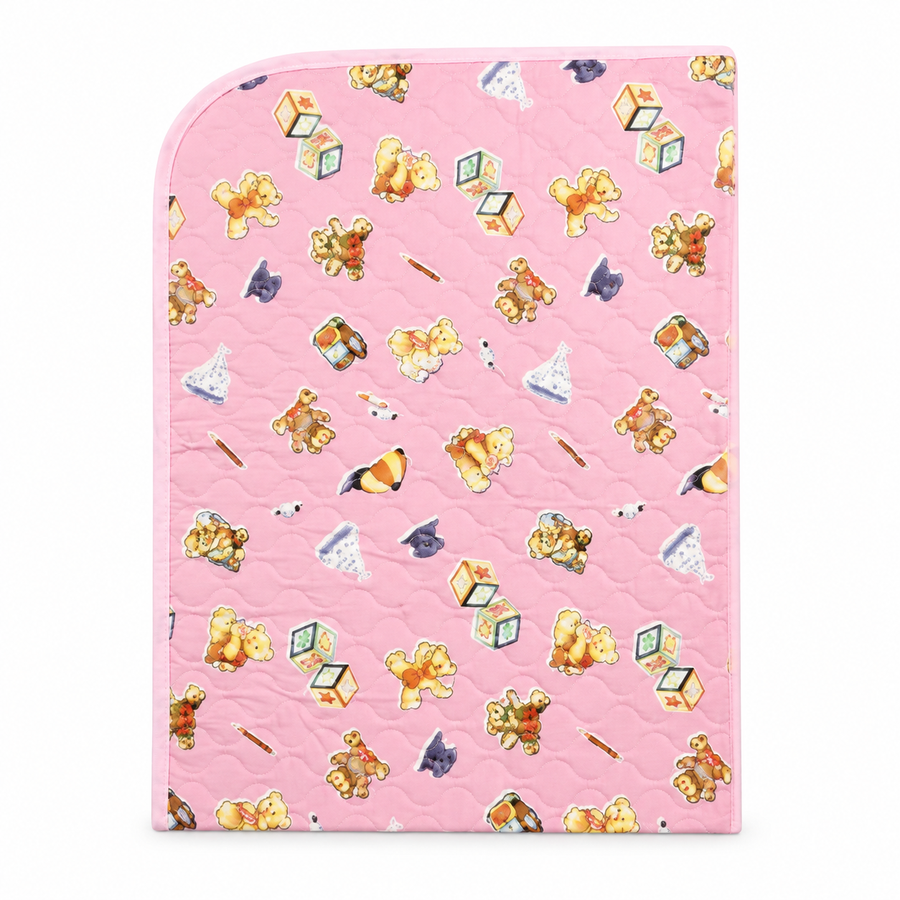 BABY CHANGING PLASTIC SHEET BEAR PRINT PINK