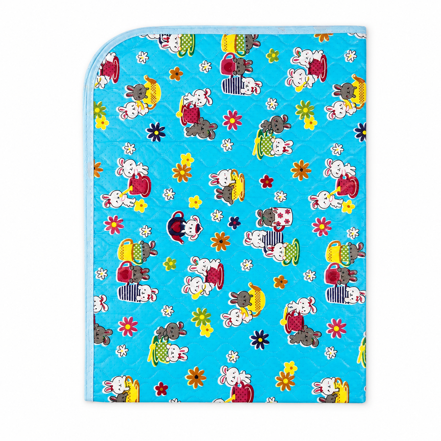 BABY CHANGING PLASTIC SHEET BUNNY PRINT BLUE