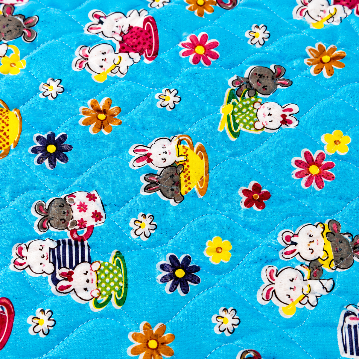 BABY CHANGING PLASTIC SHEET BUNNY PRINT BLUE
