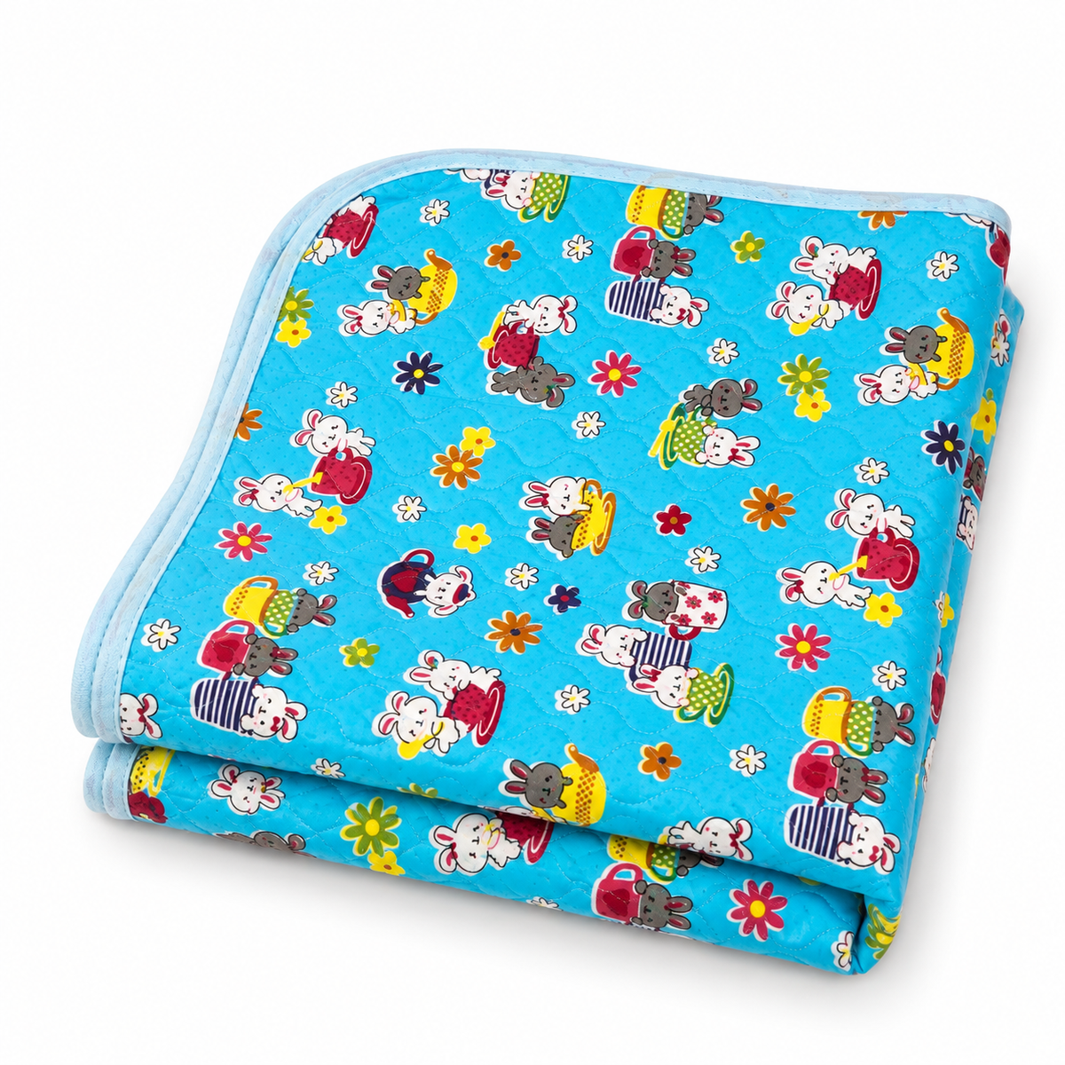 BABY CHANGING PLASTIC SHEET BUNNY PRINT BLUE