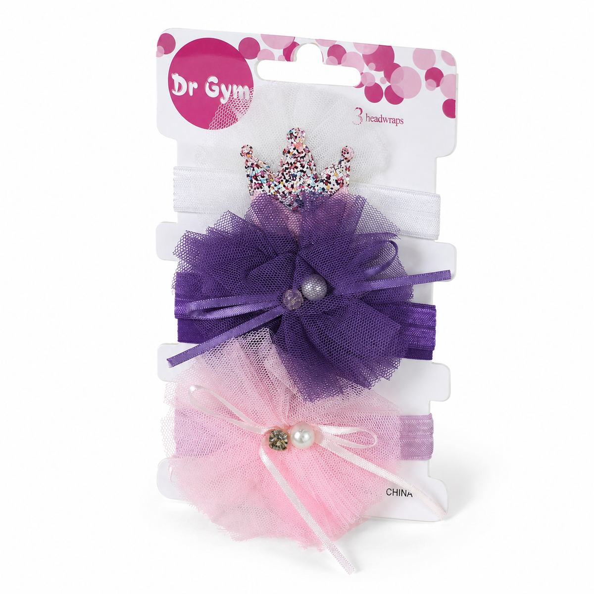 BABY CROWN & FLOWER HEADBAND SET 3PCS