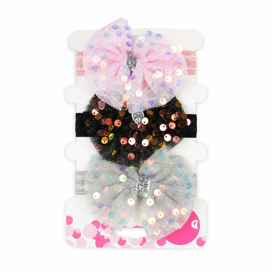 BABY FANCY BOW HEADBAND SET 3PCS