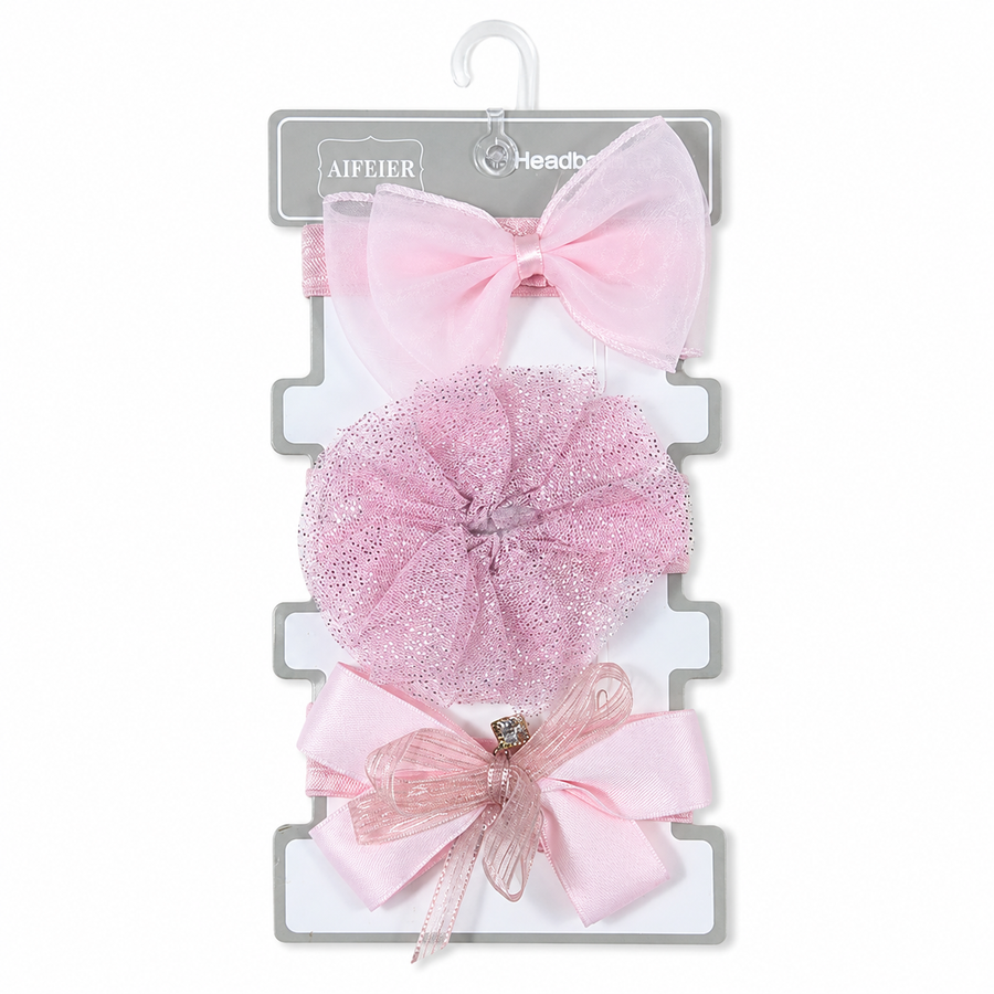 BABY GIRL BOO HEADBAND SET 3PCS BABY PINK