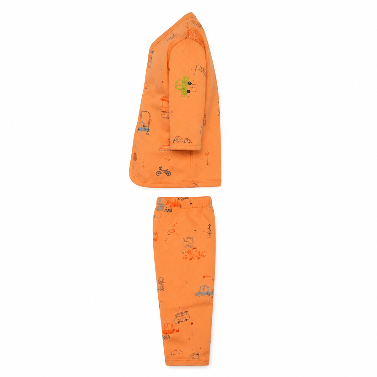 KIDZO BABY 2PCS SUIT CAR PRINTED ORANGE