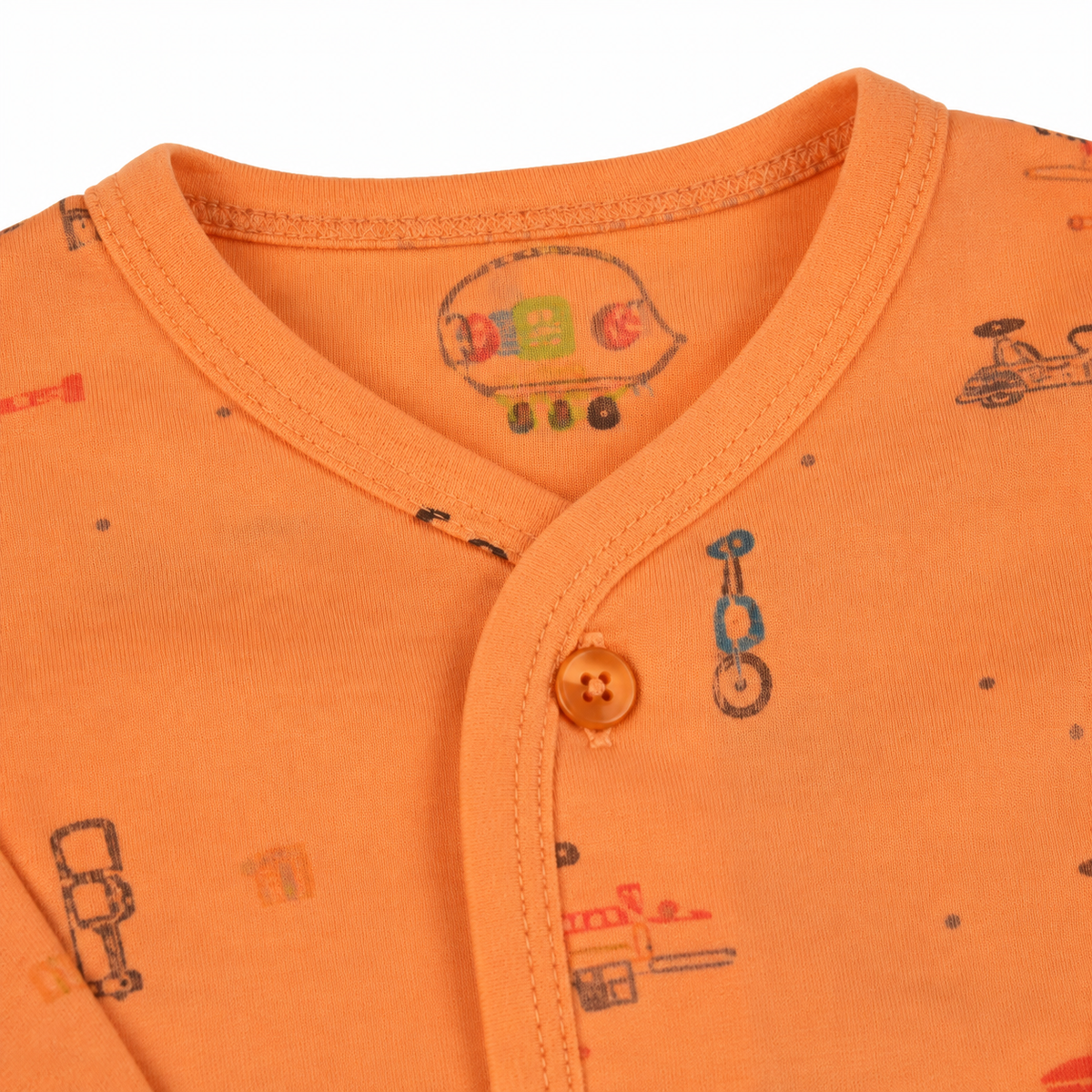 KIDZO BABY 2PCS SUIT CAR PRINTED ORANGE