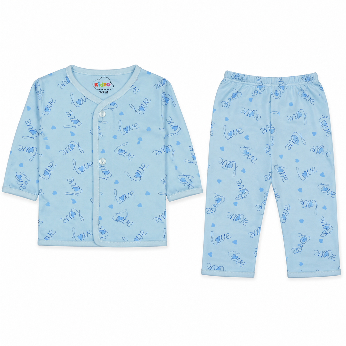 KIDZO BABY 2PCS SUIT LOVE PRINTED BLUE